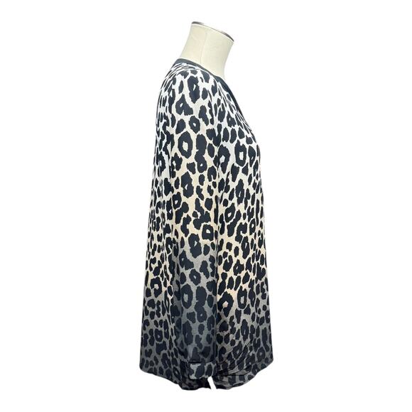 Susan Graver Long Sleeve Tunic Sequin Leopard Black Gray Tan 8 - Picture 5 of 8